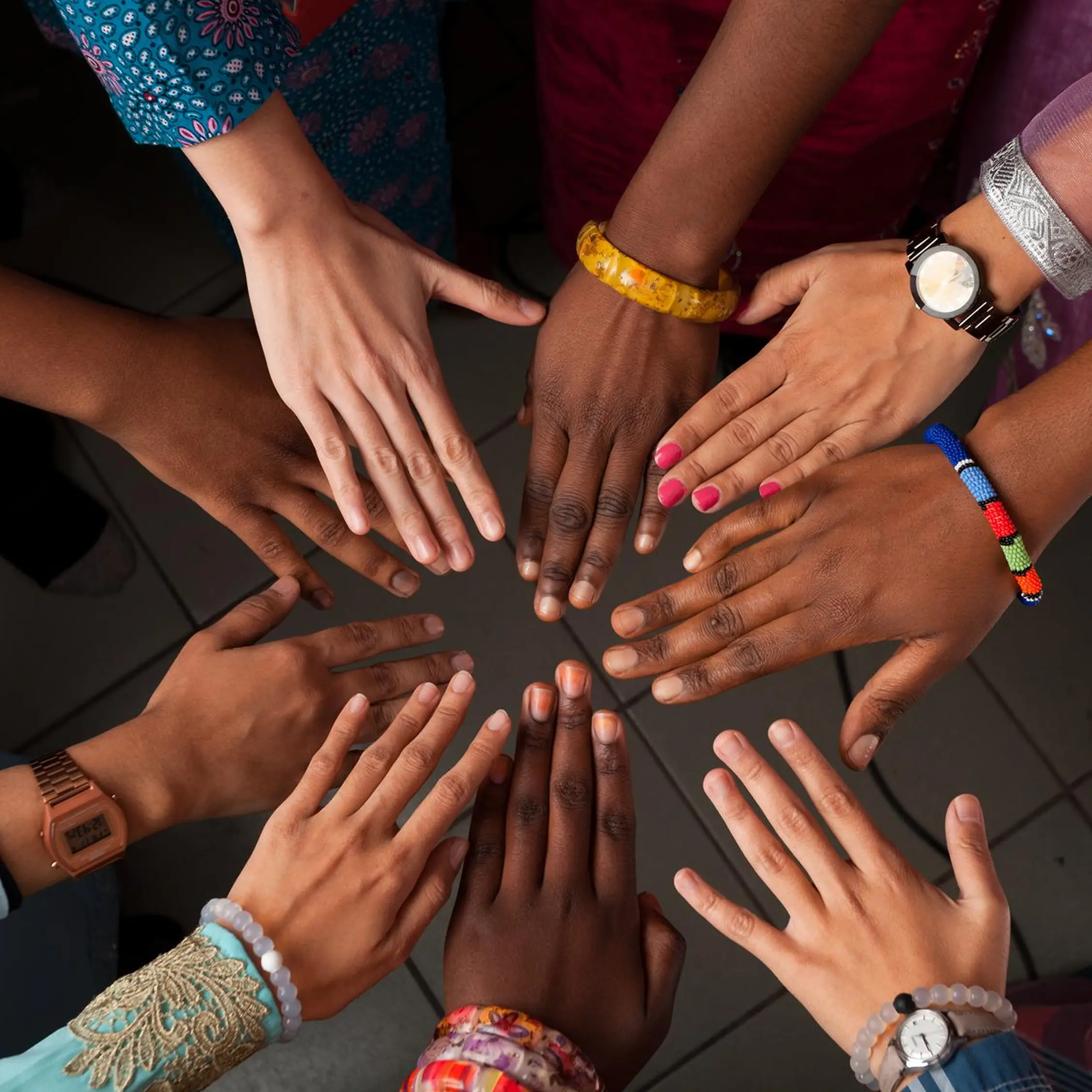 Hands together in solidarity